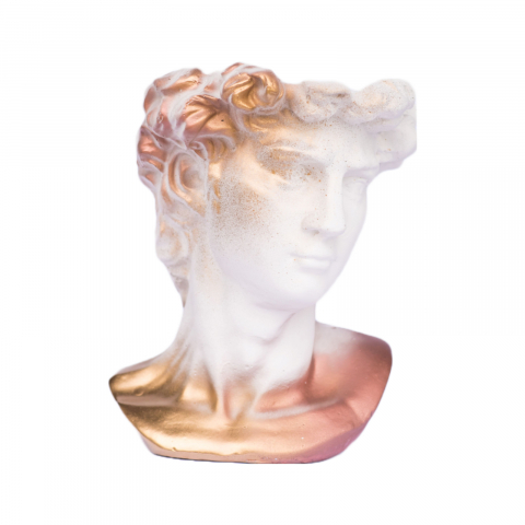 VAZE - Vaza David, alb-aramiu, 26x19x19 cm