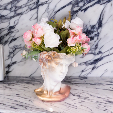 Vaza David, alb-aramiu, 26x19x19 cm [1]