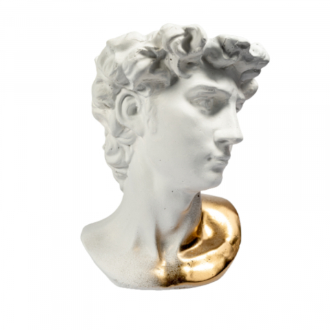 VAZE - Vaza David, alb-auriu, 26x19x19cm