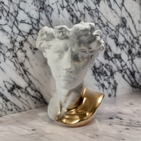 Vaza David, alb-auriu, 26x19x19cm [3]