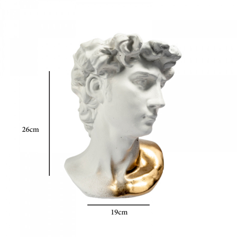 Vaza David, alb-auriu, 26x19x19cm [4]