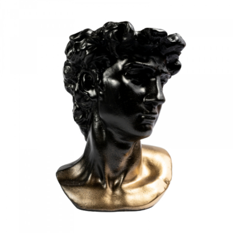 VAZE - Vaza David, negru-auriu, 26x19x19 cm