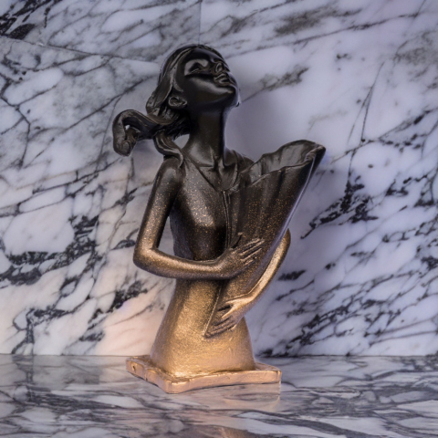 Vaza Dolly, negru-auriu, 34x20x16cm [2]