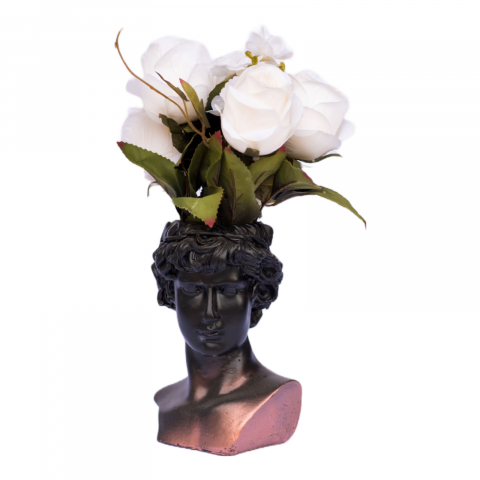 Vaza Hercule, negru-aramiu, 20x14x14cm [2]