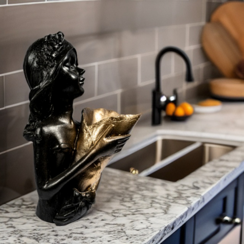 Vaza Lady D., negru-auriu, 34x22x22 cm [2]