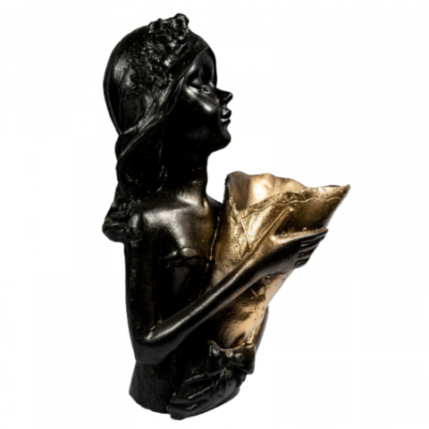 VAZE - Vaza Lady D., negru-auriu, 34x22x22 cm