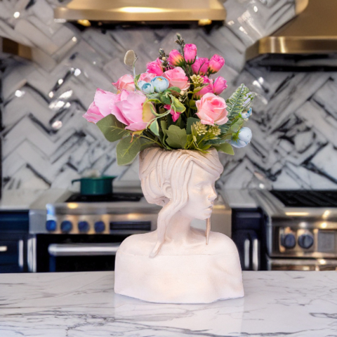 Vaza Mira, alb-auriu perlat, 24x20x12 cm [1]