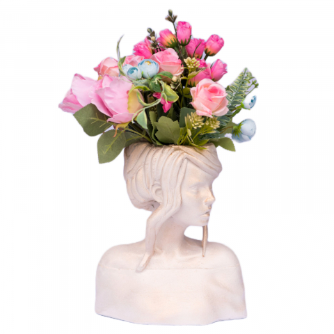 Vaza Mira, alb-auriu perlat, 24x20x12 cm [3]