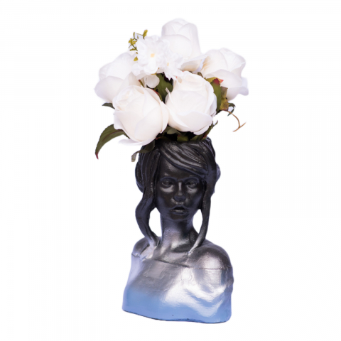 Vaza Mira, negru-argintiu-albastru, 24x20x12 cm [2]