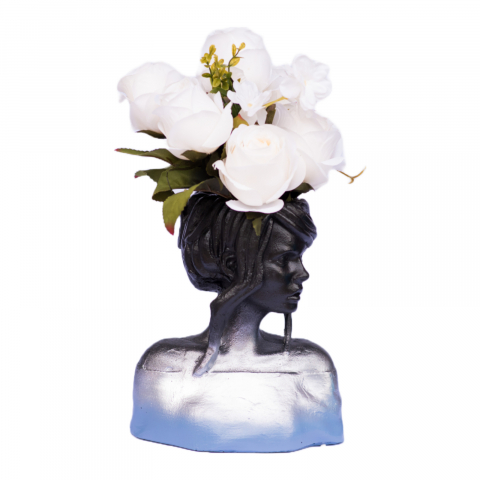 Vaza Mira, negru-argintiu-albastru, 24x20x12 cm [4]