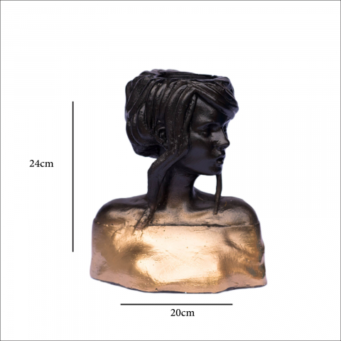 Vaza Mira, negru-auriu, 24x20x12cm [4]