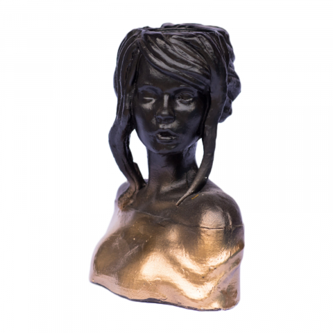 Vaza Mira, negru-auriu, 24x20x12cm [2]