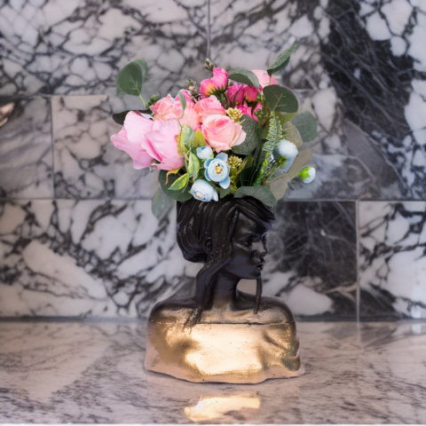 Vaza Mira, negru-auriu, 24x20x12cm [1]