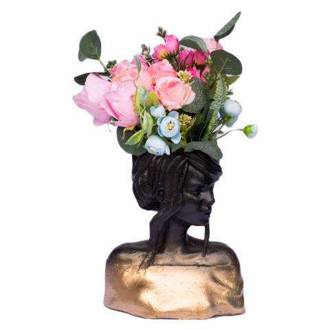 Vaza Mira, negru-auriu, 24x20x12cm [3]