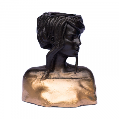 VAZE - Vaza Mira, negru-auriu, 24x20x12cm