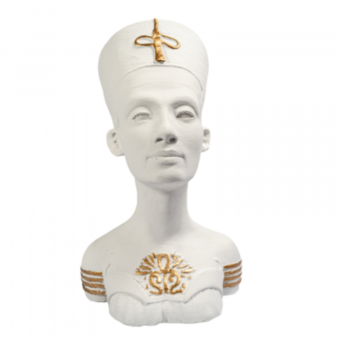 Vaza Nefertiti, alb-auriu, 28x18x18cm [2]