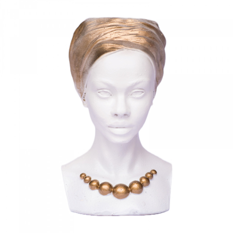 VAZE - Vaza Nia, alb-auriu, 29x18x18cm