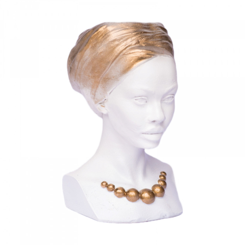 Vaza Nia, alb-auriu, 29x18x18cm [2]