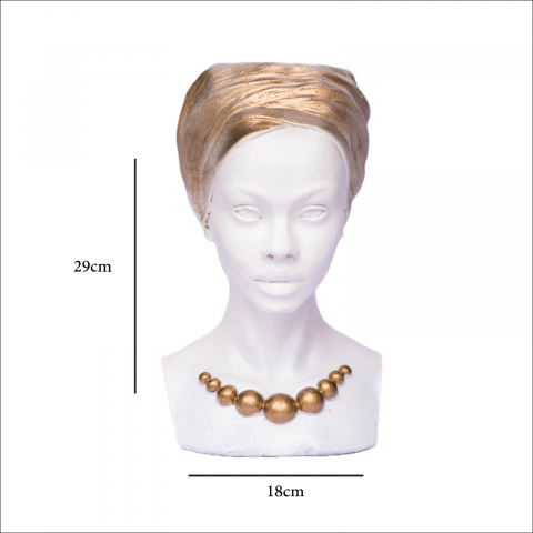 Vaza Nia, alb-auriu, 29x18x18cm [5]