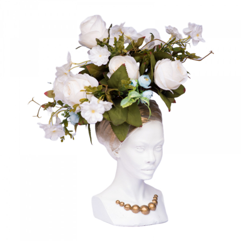 Vaza Nia, alb-auriu, 29x18x18cm [4]