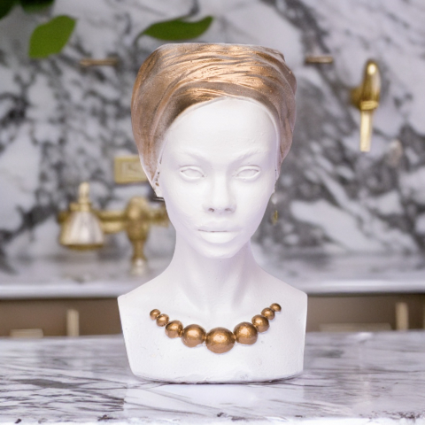 Vaza Nia, alb-auriu, 29x18x18cm [3]