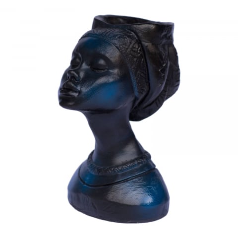 VAZE - Vaza Printesa africana, negru-albastru, 24x18x14cm
