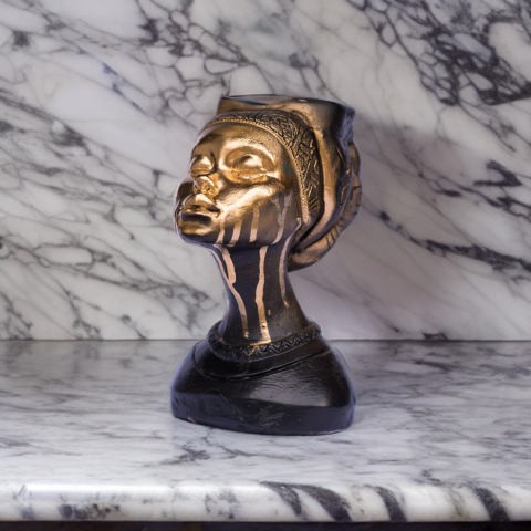 Vaza Printesa Africana, negru-auriu cu model, 24x18x14cm [1]