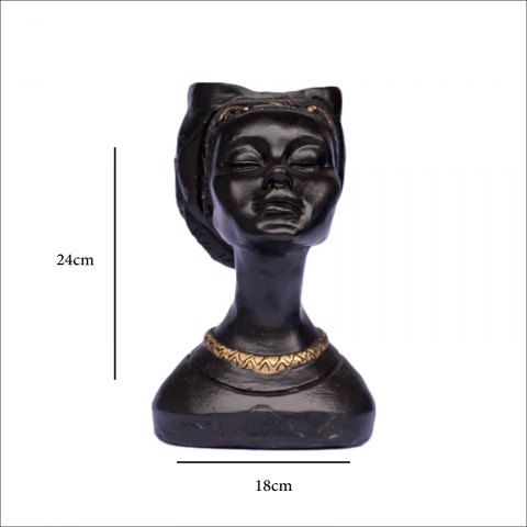 Vaza Printesa africana, negru cu model auriu, 24x18x14cm [4]