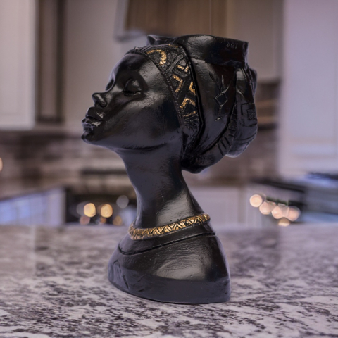 Vaza Printesa africana, negru cu model auriu, 24x18x14cm [1]