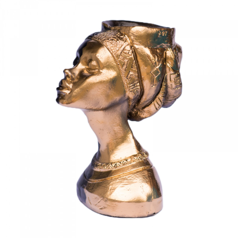 Vaza Printesa Africana, zig-zag negru-auriu, 24x18x14cm [2]