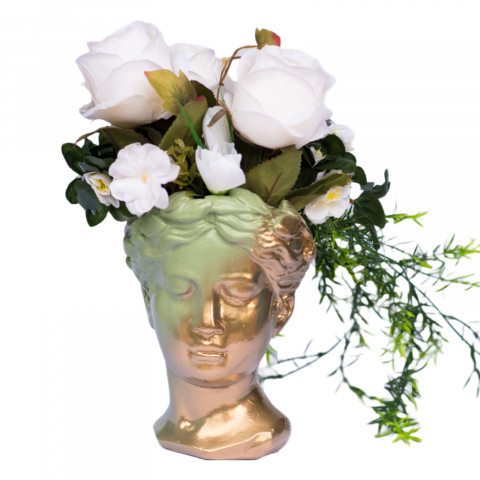 Vaza Venus, auriu-verde maslina, 20x16x16cm [3]