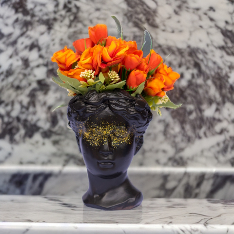 Vaza Venus, negru cu sclipici auriu, 20x16x16cm [1]