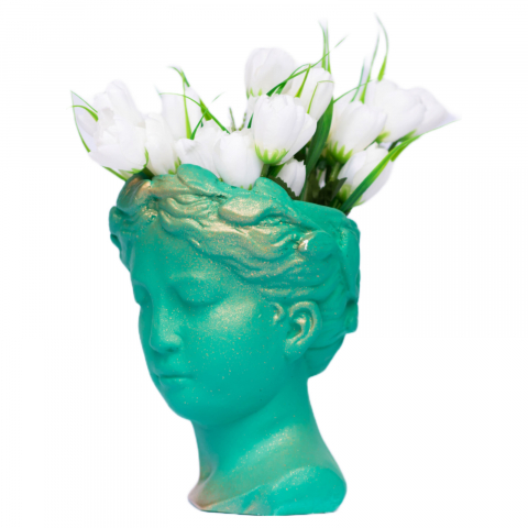 Vaza Venus, verde-auriu, 20x16x16cm [4]