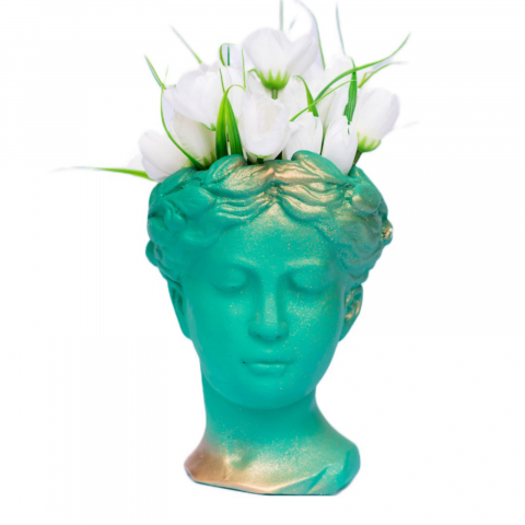 Vaza Venus, verde-auriu, 20x16x16cm [5]