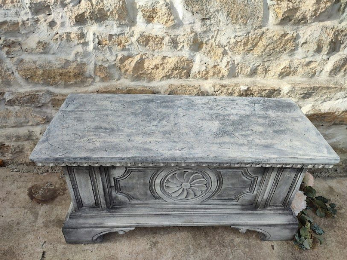 Cufar din lemn masiv,antichizat alb [7]