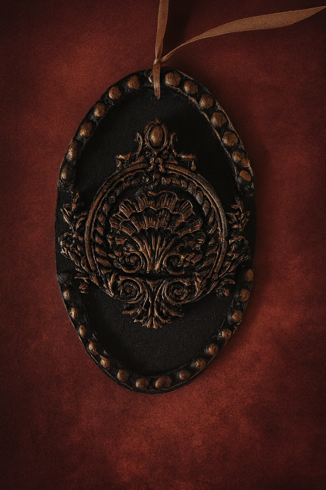 Plăcuță decorativă baroc negru cu accente aurii – ornament vintage de perete [2]