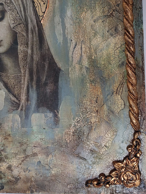 Icoană de perete handmade – model unicat cu relief și aurire [9]