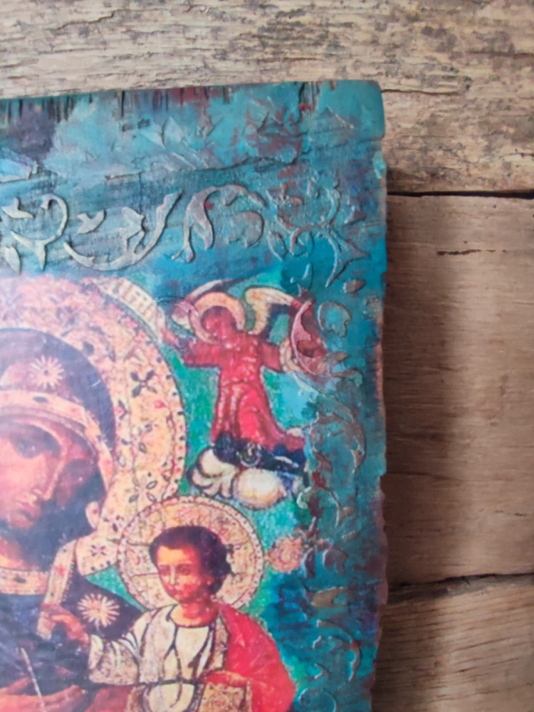 Icoană pe lemn pictată manual – Maica Domnului cu Pruncul [10]