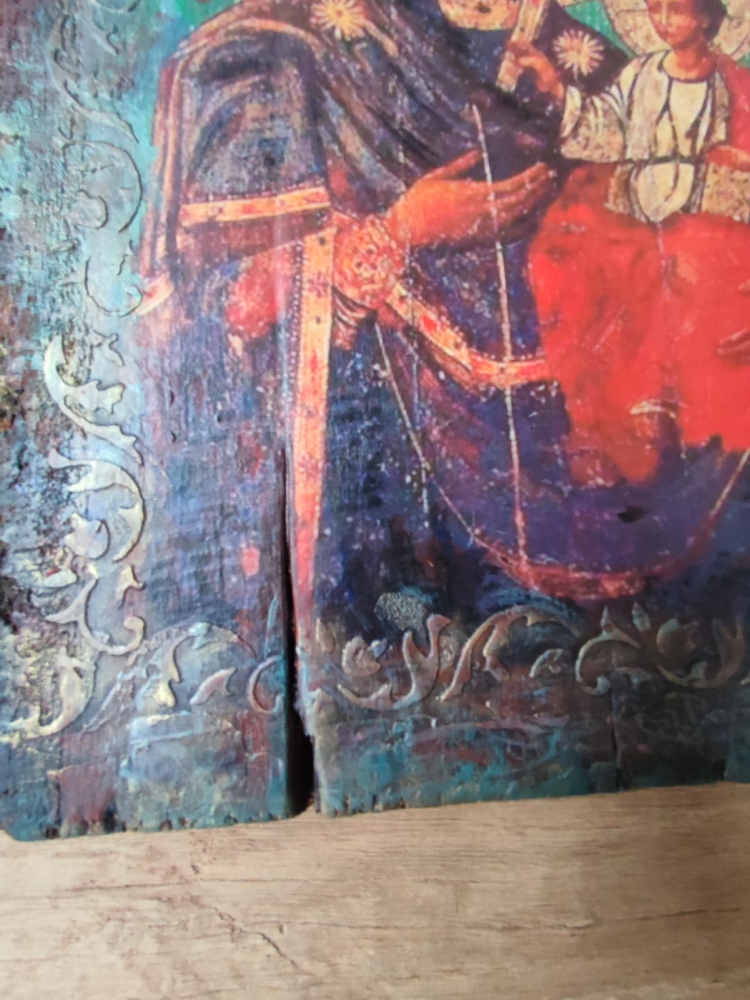 Icoană pe lemn pictată manual – Maica Domnului cu Pruncul [4]