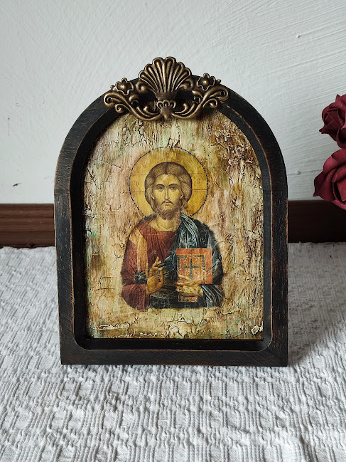 Icoană în ramă de lemn cu Iisus – imagine religioasă pentru decor interior [3]