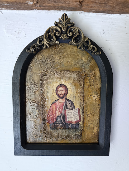 Icoană în ramă de lemn cu Iisus – imagine religioasă pentru decor interior [6]