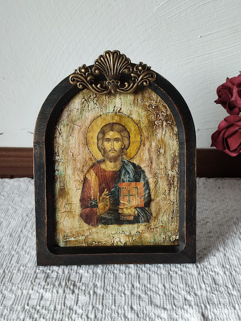 Icoană în ramă de lemn cu Iisus – imagine religioasă pentru decor interior [5]