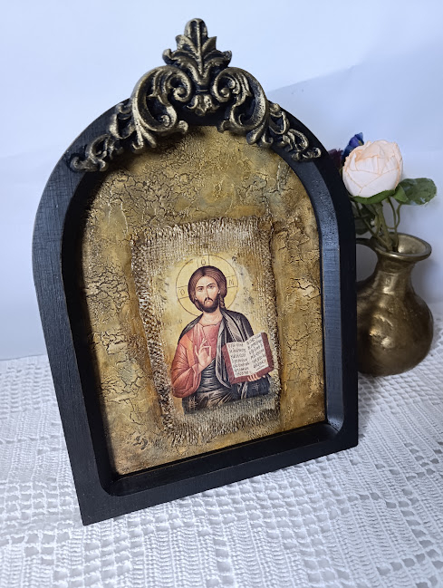 Icoană în ramă de lemn cu Iisus – imagine religioasă pentru decor interior [5]