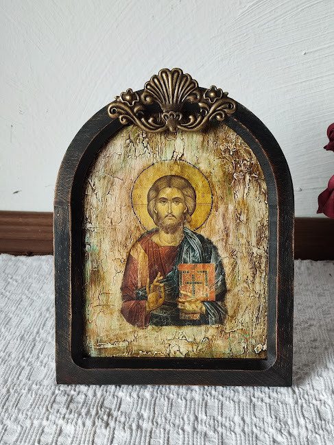 Icoană în ramă de lemn cu Iisus – imagine religioasă pentru decor interior [6]
