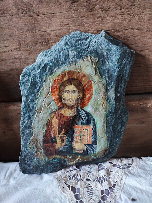 Icoană pictată pe piatră – Iisus Hristos [3]