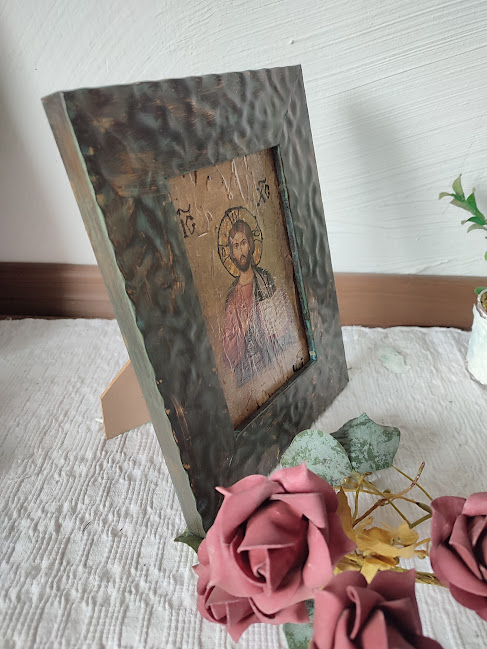 Icoană de perete unicat cu ramă metalică și decorații din lemn [2]