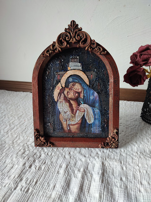 Icoană de masă Pietà – icoană religioasă unicat, finisaje premium [5]