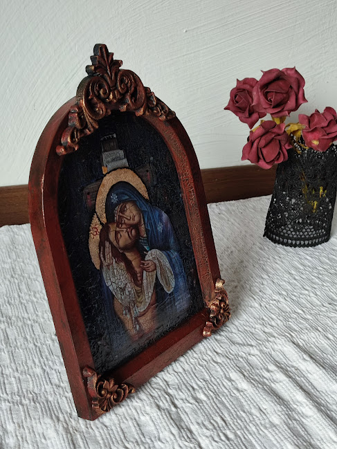 Icoană de masă Pietà – icoană religioasă unicat, finisaje premium [4]