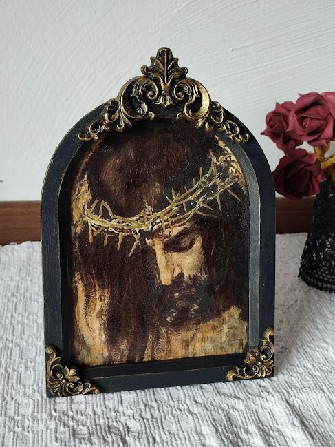 Icoană în ramă de lemn cu Iisus – imagine religioasă pentru decor interior [2]