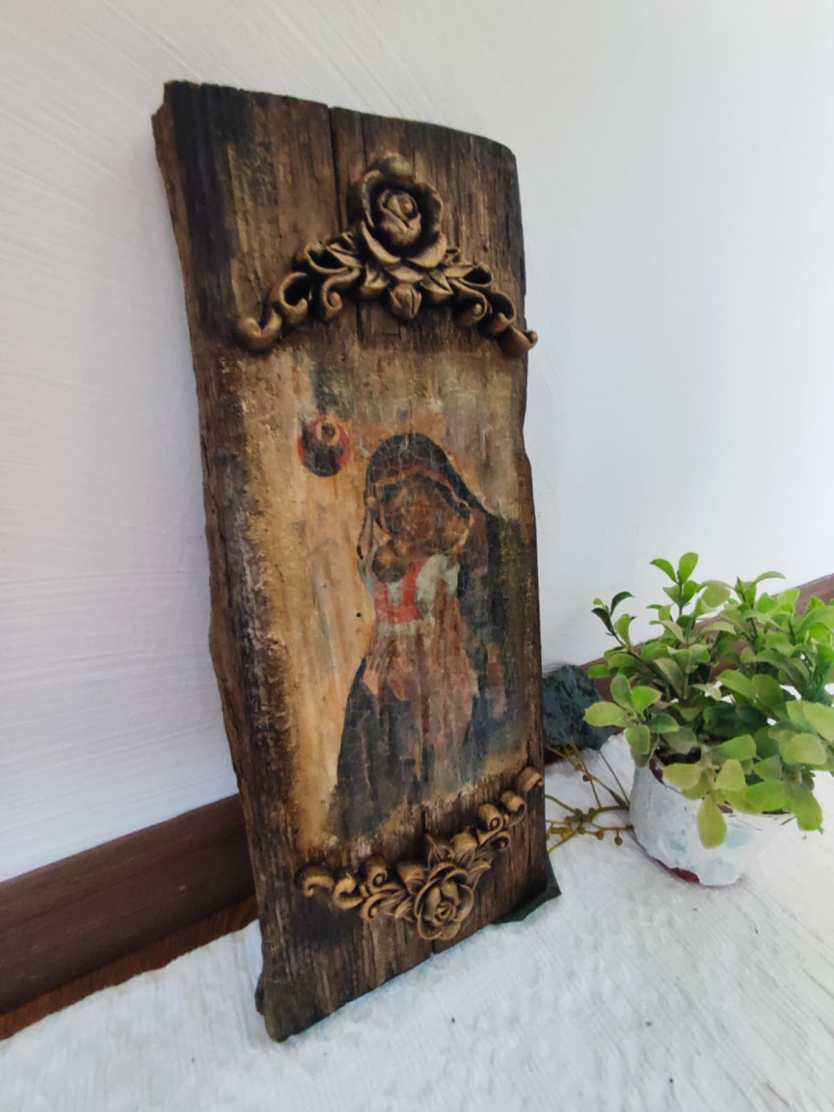 Icoană pe blat de lemn -Maica Domnului cu Pruncul [2]